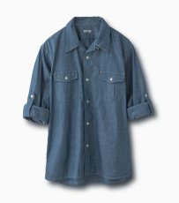 画像2: PHIGVEL [フィグベル] SAFARI OPEN SHIRT [INDIGO] (2)