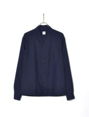 画像1: Sasquatchfabrix. [サスクワッチファブリックス] WA-NECK L/S SHIRT [NAVY]  (1)