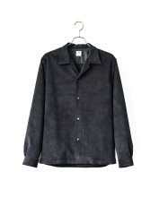 画像1: Sasquatchfabrix.  [サスクワッチファブリックス] ULTRASUEDE OPEN COLLAR SHIRT [BLACK]  (1)