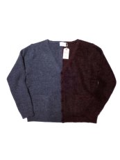 画像1: Black Weirdos [ブラック ウィドゥ] 2-Tone Knit Cardigan [Gray / Burgundy] (1)