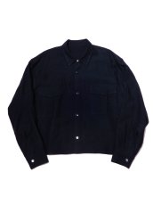 画像1: URU [ウル] LINEN L/S SHORT LENGTH SHIRTS [NAVY]  (1)