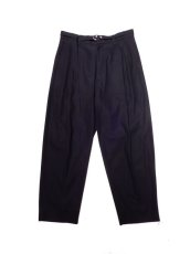 画像1: URU [ウル] COTTON 1 TUCK PANTS [NAVY]  (1)