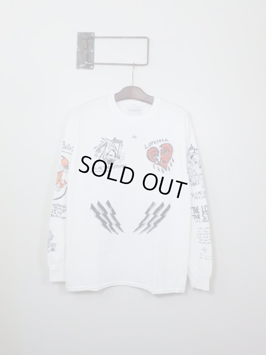 画像1: Black Weirdos [ブラック ウィドゥ] Cady Tattoo L/S Tee [WHITE] (1)